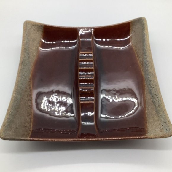 Royal Haegar Brown Earth Art Pottery Vintage Ashtray - Picture 5 of 11